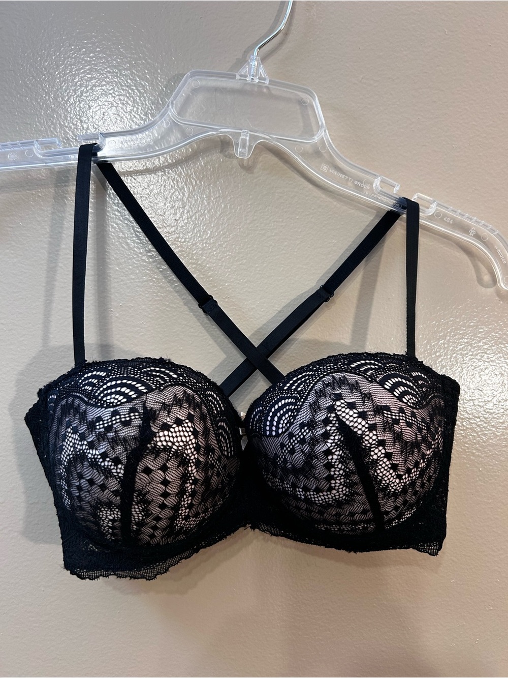 Marilyn Monroe Black Lace Push-Up Bra Crisscross Regular Straps or Strapless